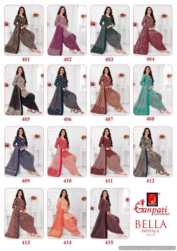 Ganpati Bella Patiyala Vol 4 Cotton Printed Dress Material